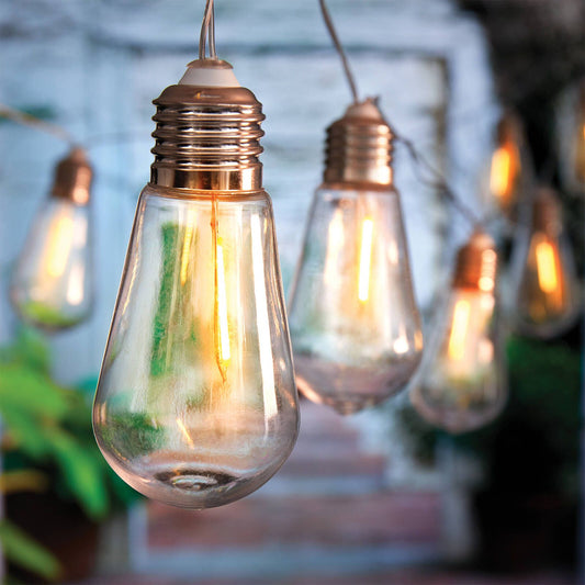 Lytworx Warm White Solar Teardrop Filament Lights - 10 Pack - 1.8m