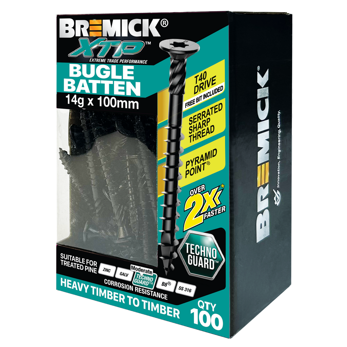 Bremick XTP Bugle Batten - 14g x 100mm - Black - 100 Pack