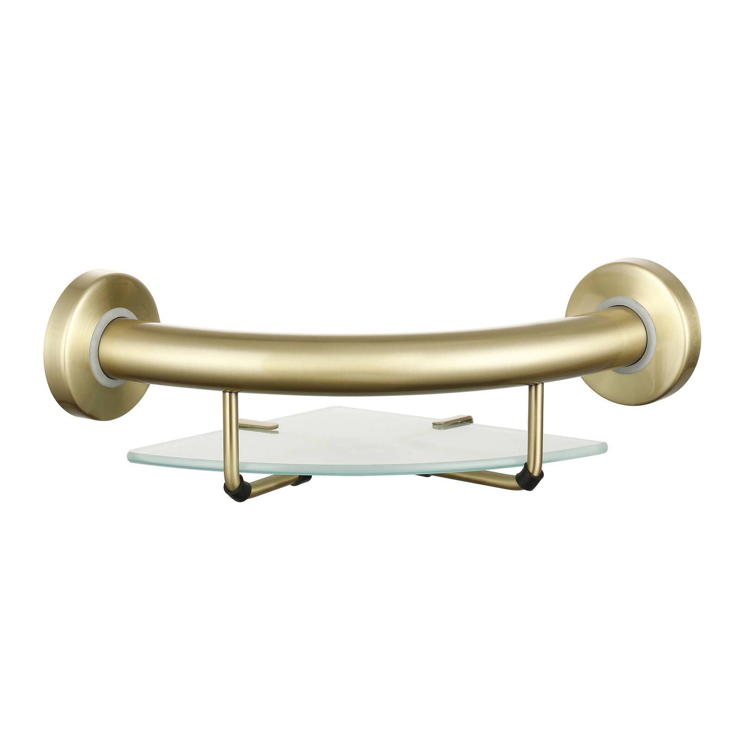 Evekare Brushed Brass Corner Shelf with Grab Rail - 270 x 120 x 275mm