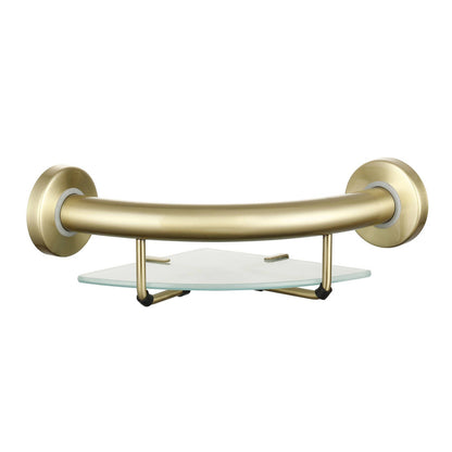 Evekare Brushed Brass Corner Shelf with Grab Rail - 270 x 120 x 275mm