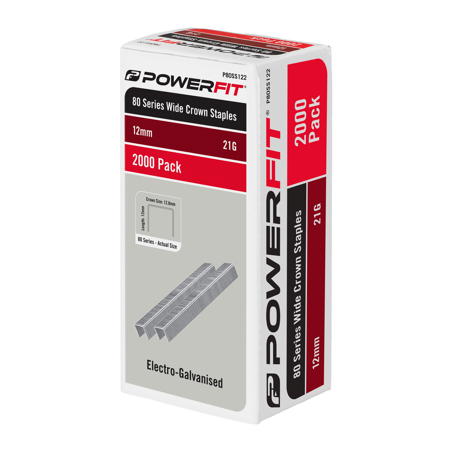 Powerfit Wide Crown Staples - 12mm - 2000 Pack