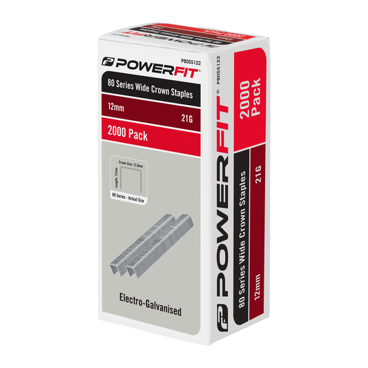 Powerfit Wide Crown Staples - 12mm - 2000 Pack