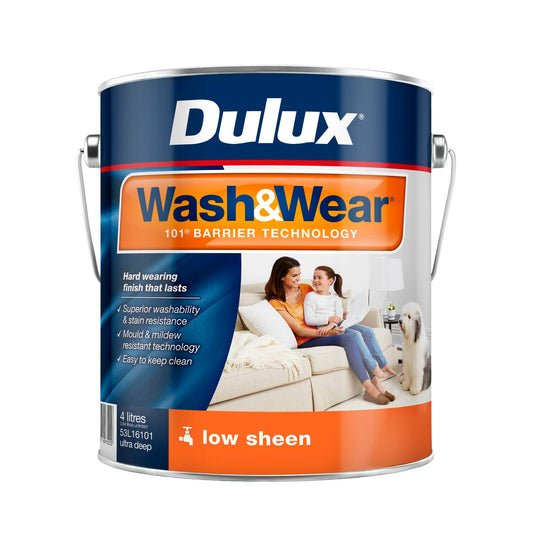Dulux Interior Paint Wash Wear Low Sheen - 4L - Ultra Deep