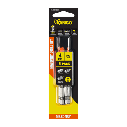 Kango Masonry Drill Bit - 4mm x 90mm - 5 Pack