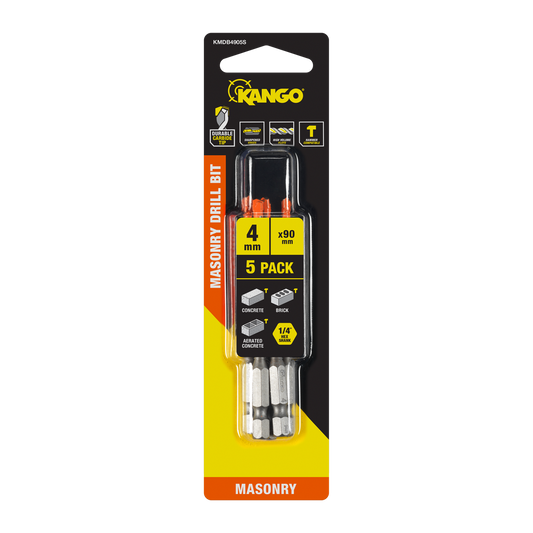 Kango Masonry Drill Bit 4mm x 90mm 5 Pack
