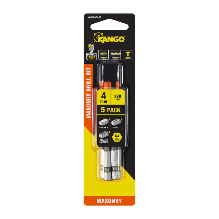 Kango Masonry Drill Bit 4mm x 90mm 5 Pack
