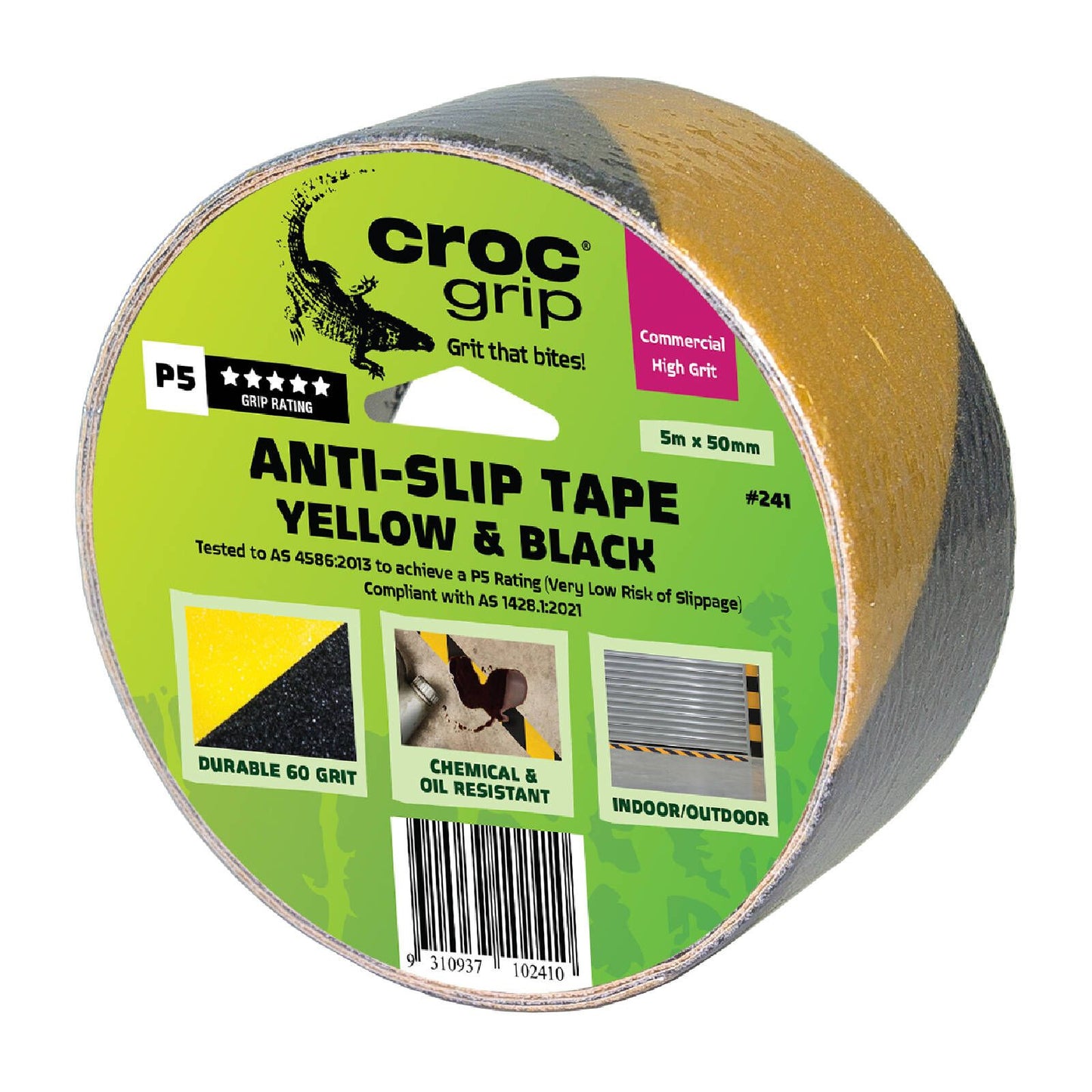 Croc Grip Anti Slip Tape - 5m x 50mm - Yellow Black