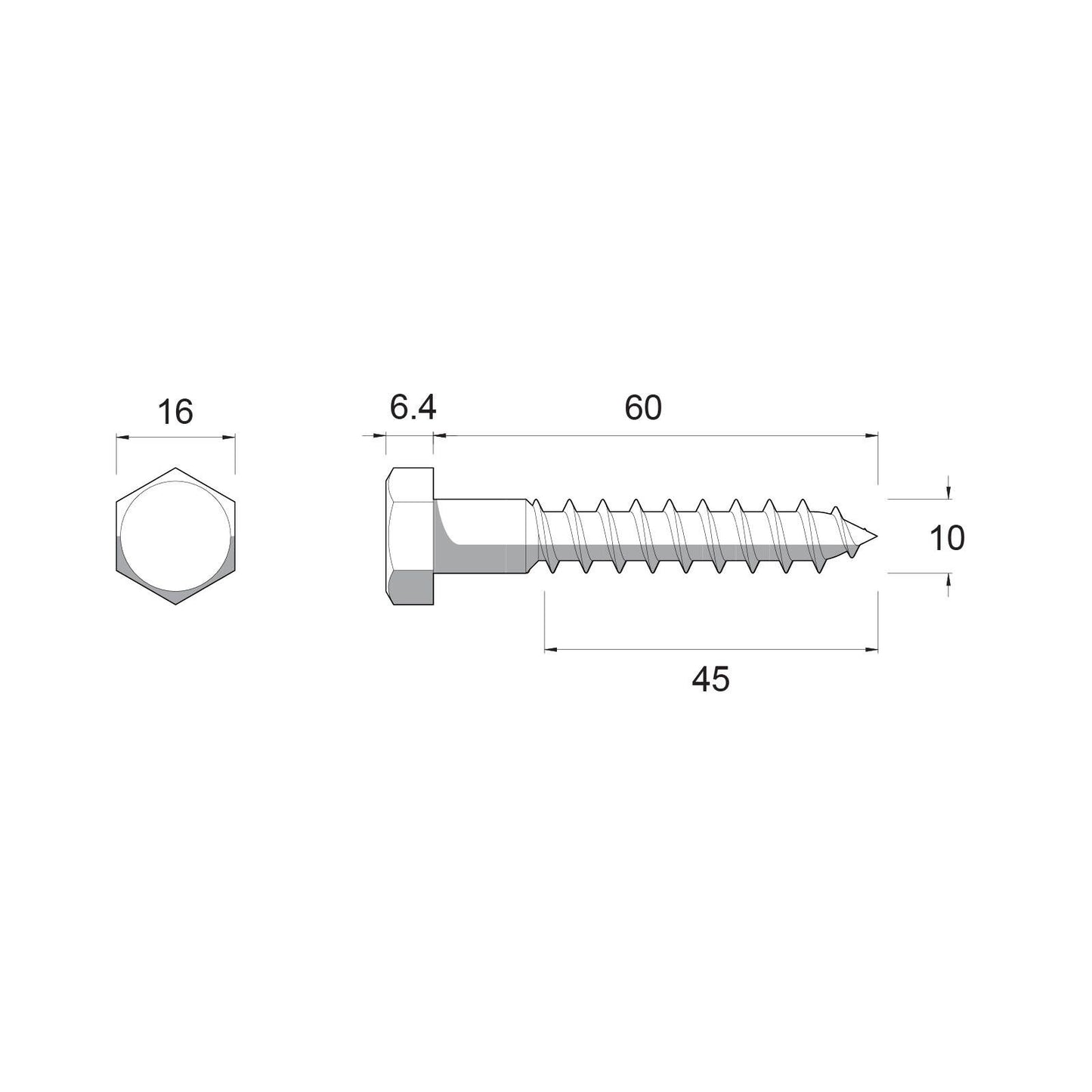 Zenith M10 Hex Head Coach Screws - 60mm - 25 Pack - Hot Dip Galvanised