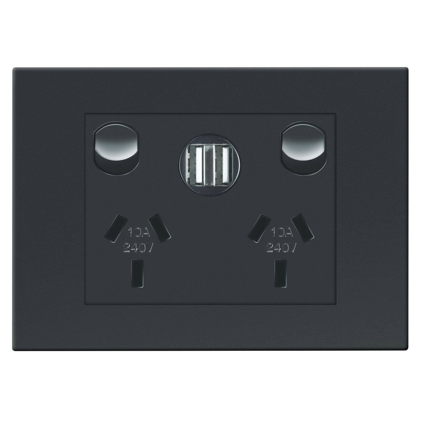 HPM Vivo Double Powerpoint with 2 USB Ports - 118 x 85mm - Grey