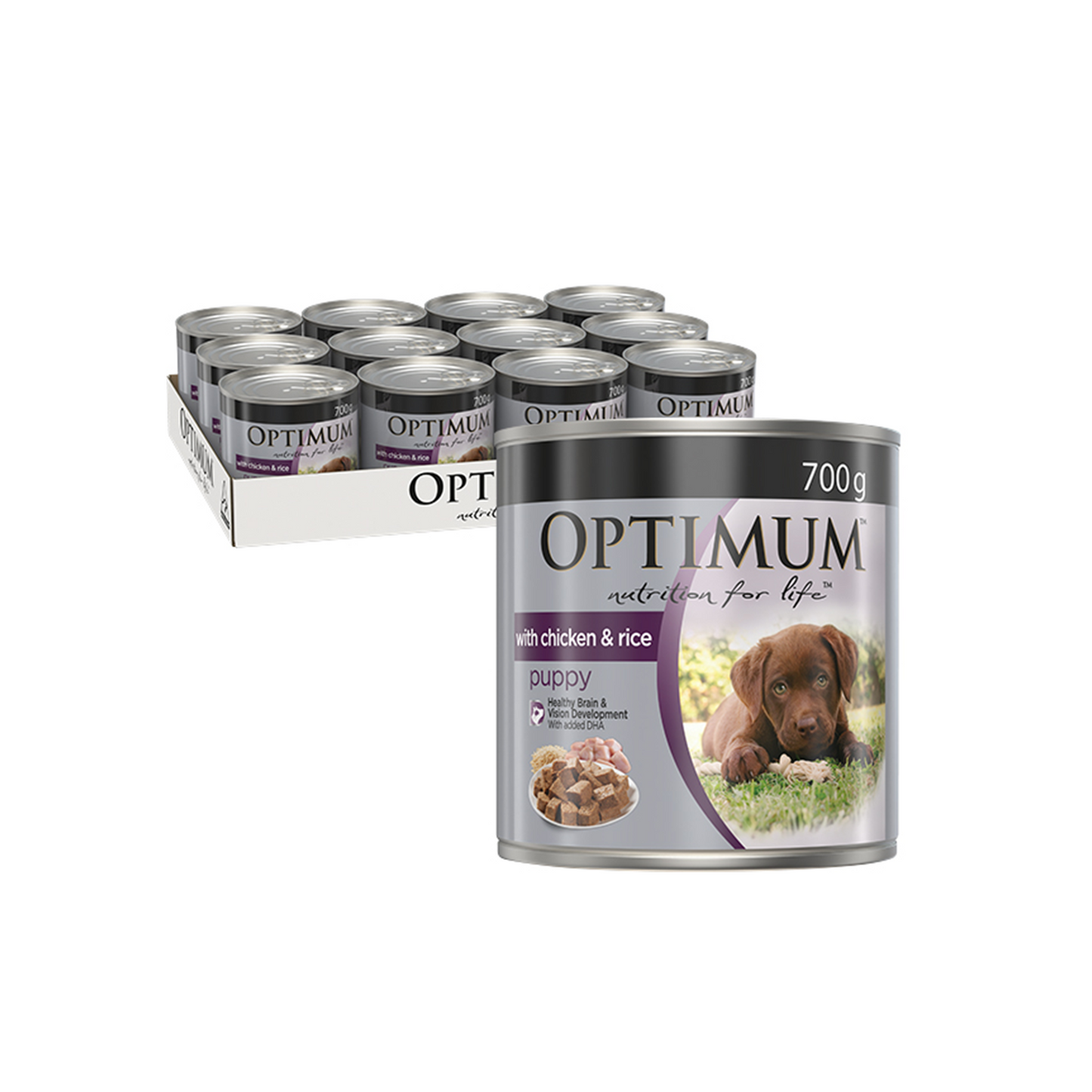 Optimum Puppy Wet Dog Food - Chicken Rice - 700g - 12 Pack