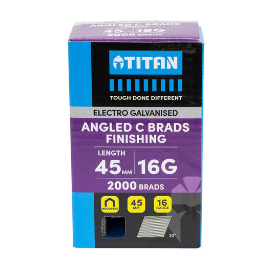 Titan Electro Galvanised Angled Collated Nail Brads - 45 x 1.6mm - 2000 Pack