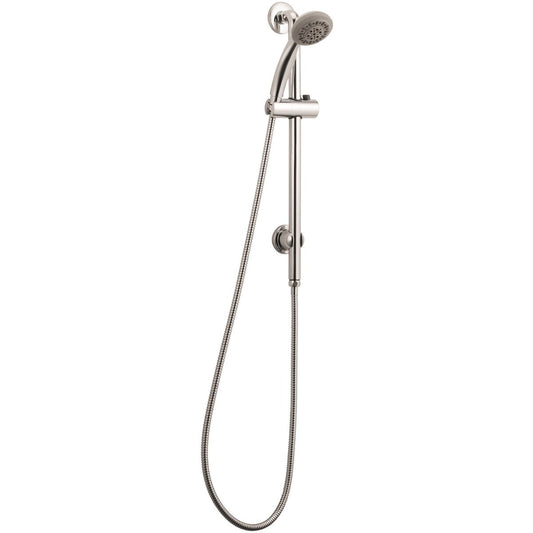 Flexispray Tria Rail Shower - 560mm Brass Chrome - No Drill Installation