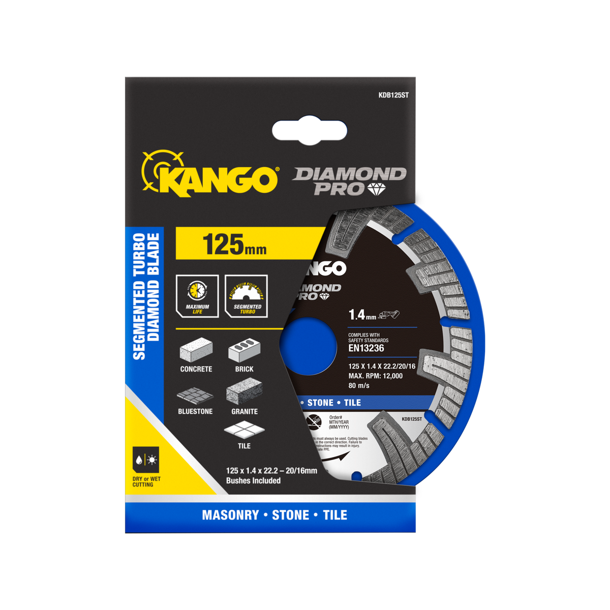 Kango Diamond Saw Blade - 125mm - Turbo - Dry Cutting