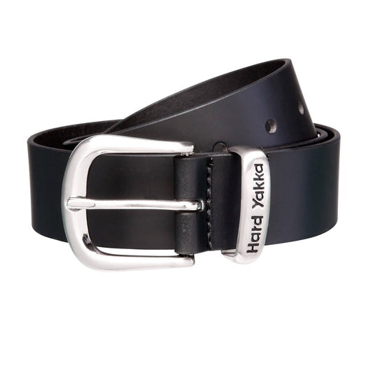 Hard Yakka Black Leather Brass Buckle Belt - Size 92