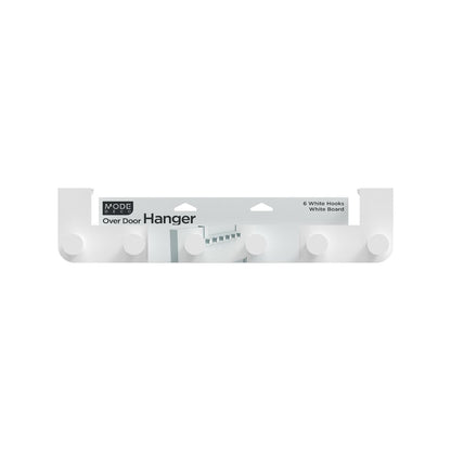 Mode Over Door Hanger - 6 Hooks - White - Metal - Space Saving Design