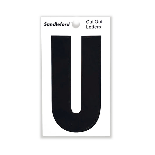 Sandleford Black Cut Out Self Adhesive House Letter U - 85mm