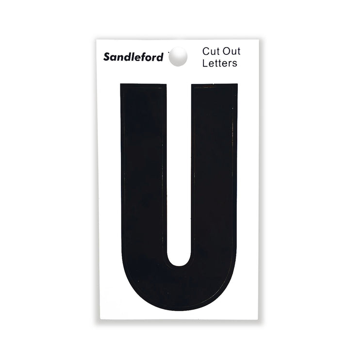Sandleford Black Cut Out Self Adhesive House Letter U - 85mm