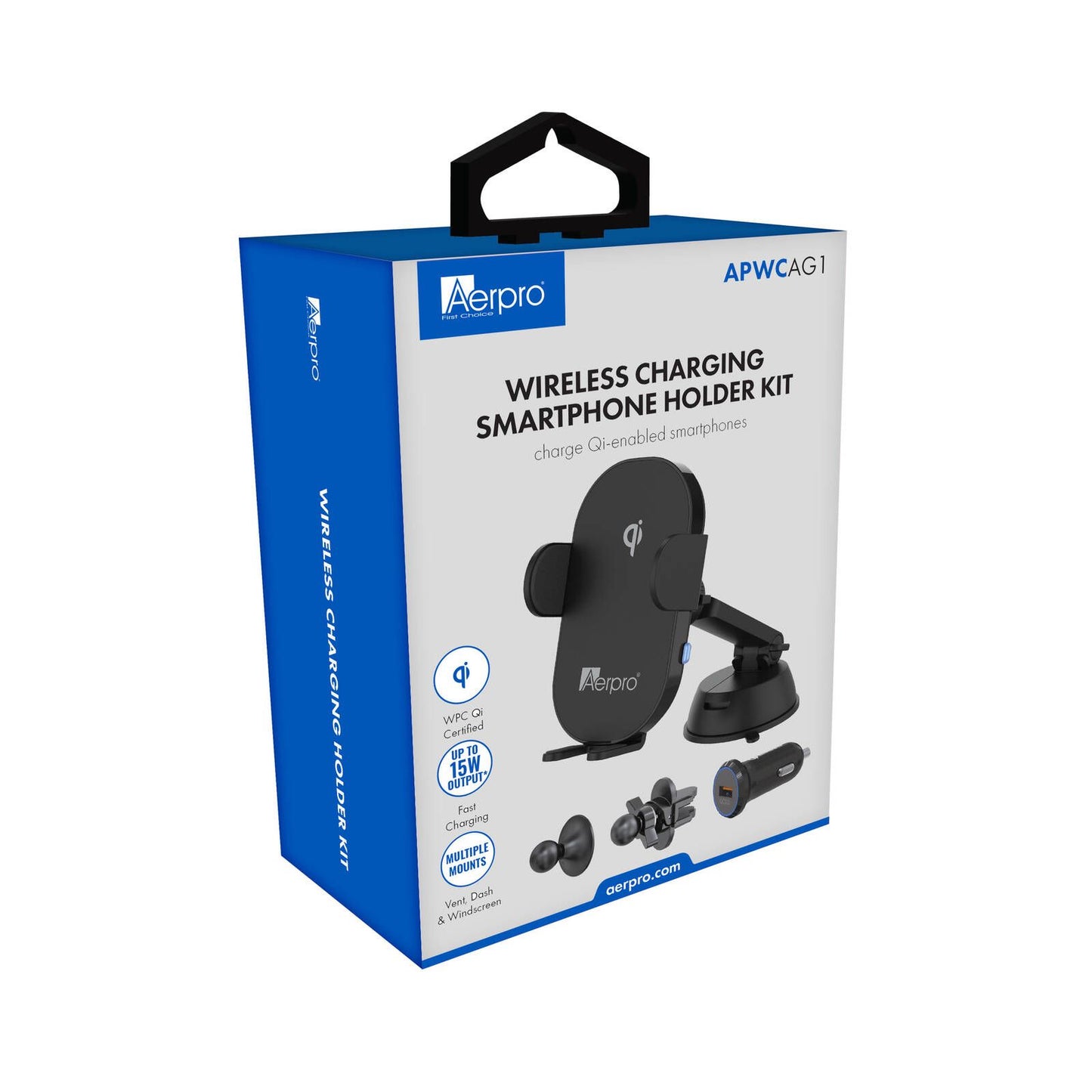 Aerpro Wireless Qi Charging Smartphone Holder Kit - APWCAG1 - 15W - Black