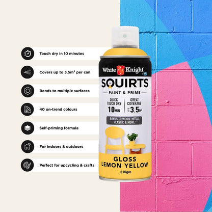White Knight Squirts Lemon Yellow Gloss Spray Paint - 310g