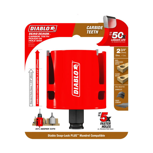 Diablo Demo Demon Carbide Teeth Rough in Hole Saw - 2-3/4" - 60mm