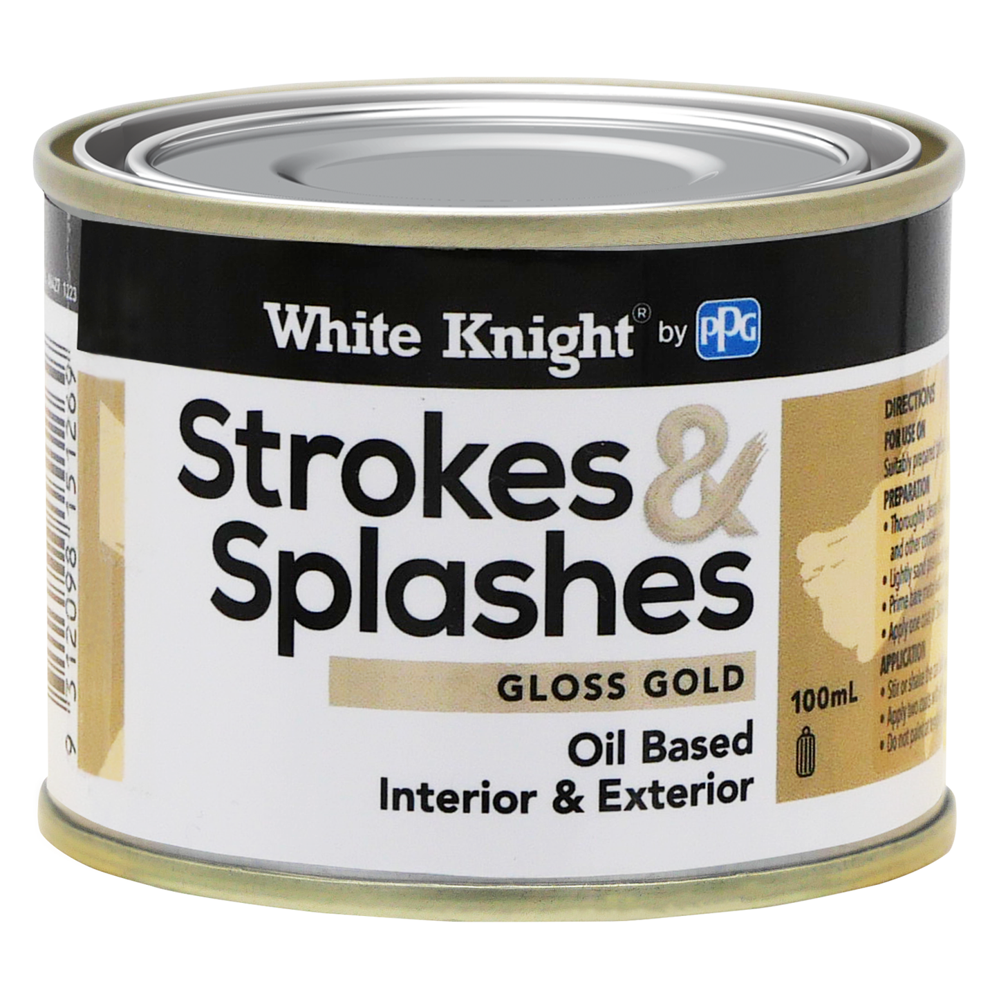 White Knight Strokes and Splashes Paint - 100ml - Gold