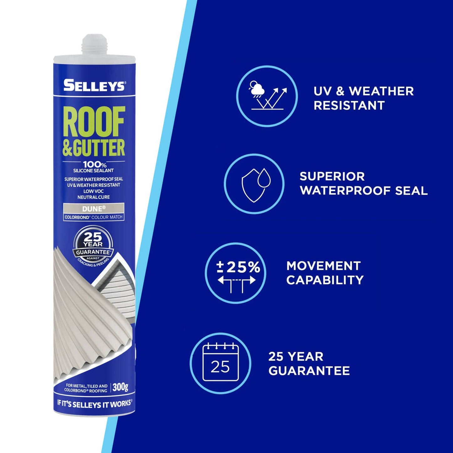 Selleys Dune Roof and Gutter Silicone Sealant - 300g