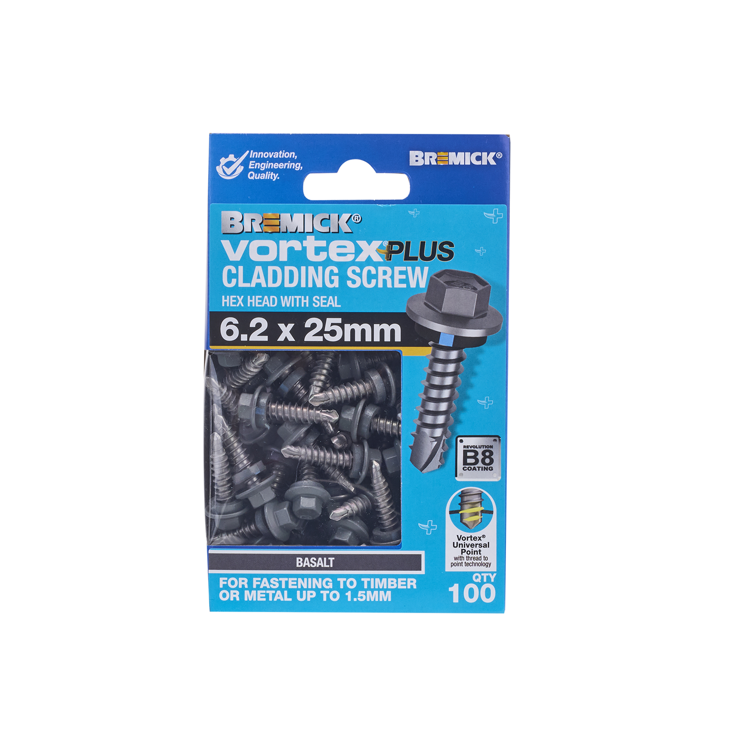 Bremick Vortex Plus Cladding Screw - 6.2 x 25mm - 100 Pack