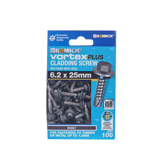Bremick Vortex Plus Cladding Screw - 6.2 x 25mm - 100 Pack