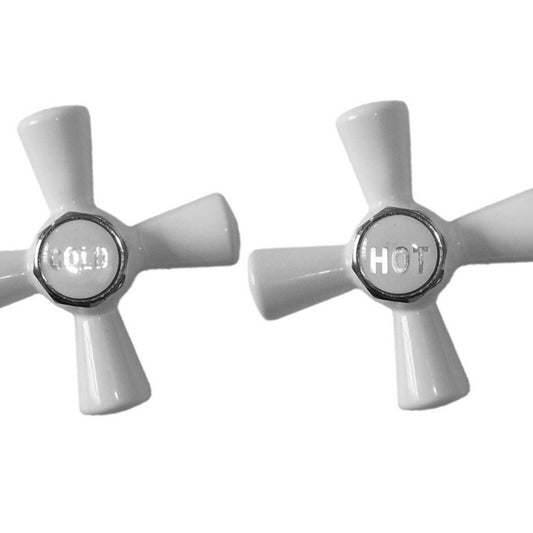 Shaw Mason White Easy Clean Cross Tap Handle - 112 x 179mm - Pair
