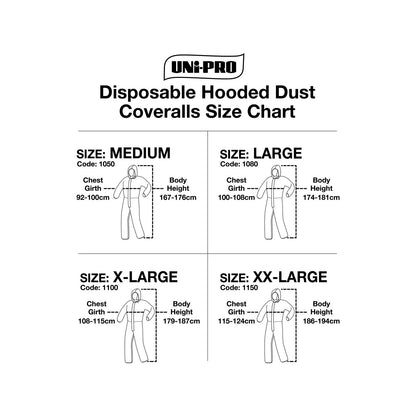 Uni Pro Large Hooded Disposable Coveralls - White