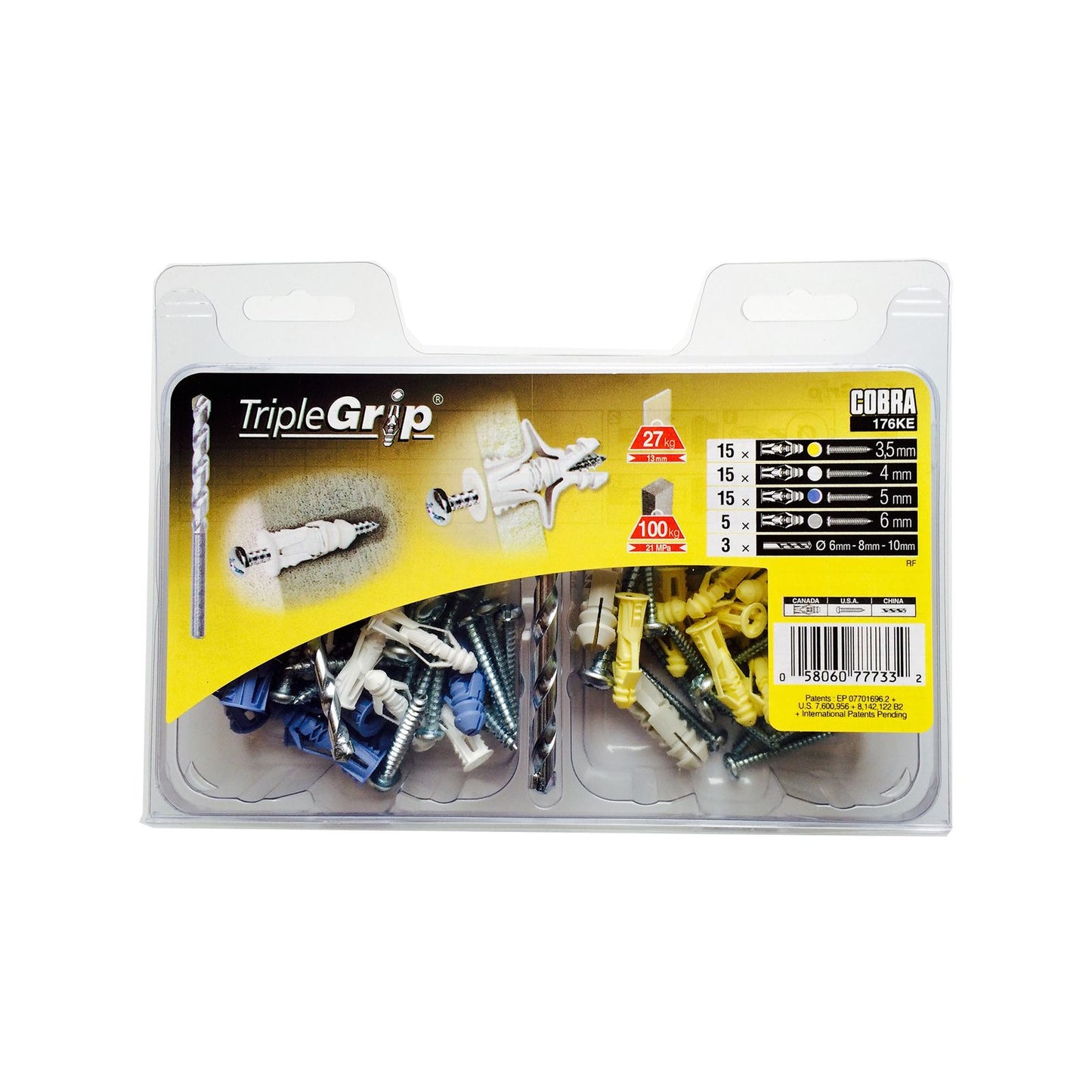 Cobra Assorted Triple Grip Anchor Kit - 50 Pack