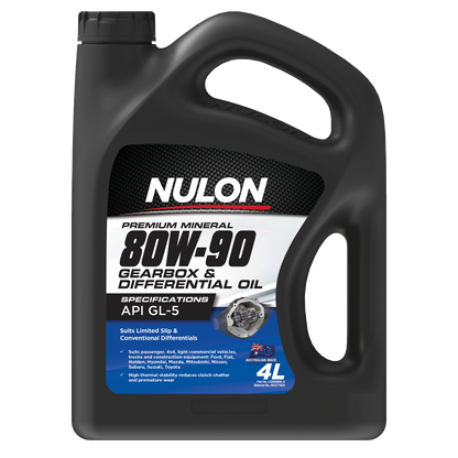 Nulon Manual Gearbox & Differential Oil - 80W-90 - 4L