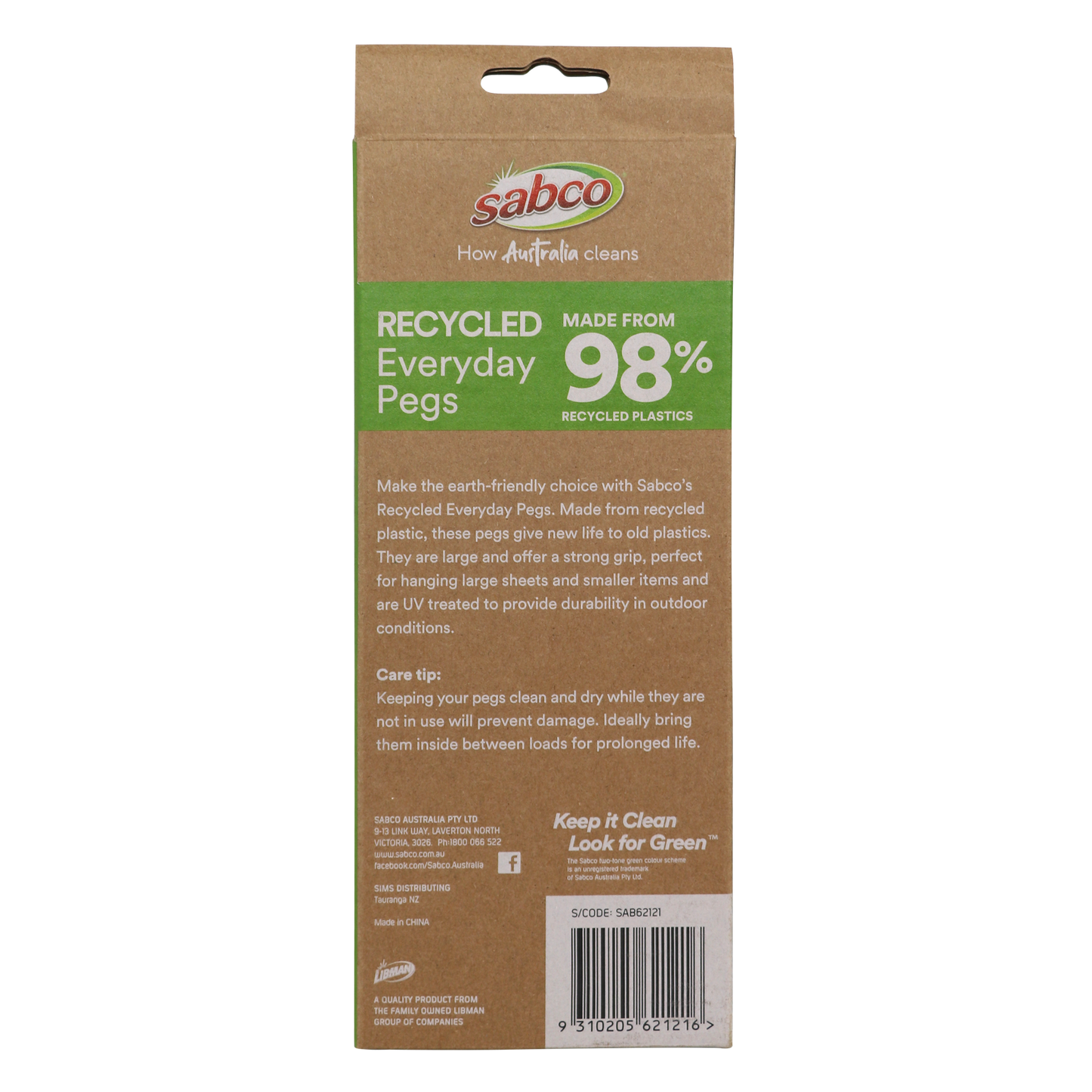 Sabco Everyday Pegs - 30 Pack - 90 x 235mm