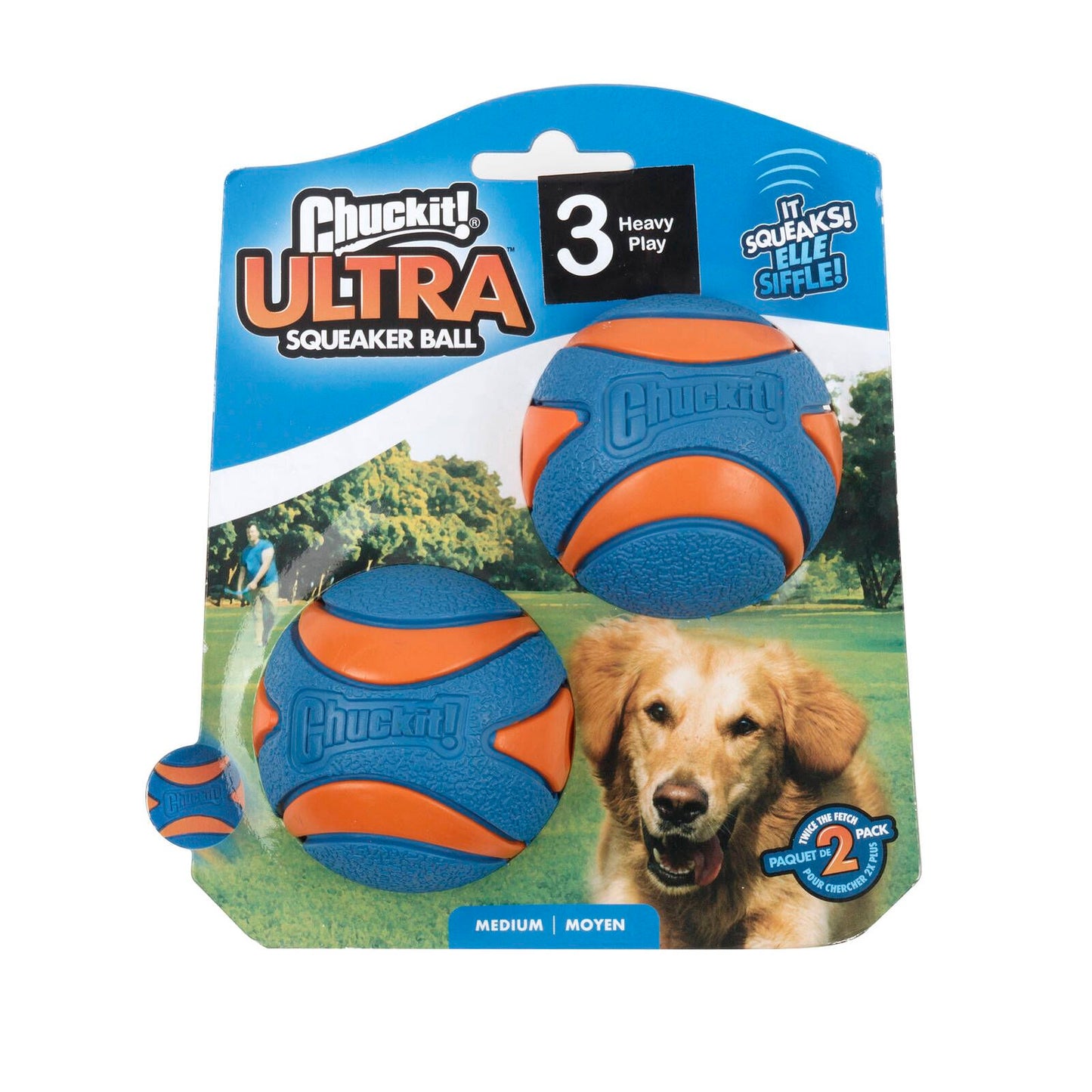 Chuckit Medium Ultra Squeaker Ball - 2 Pack