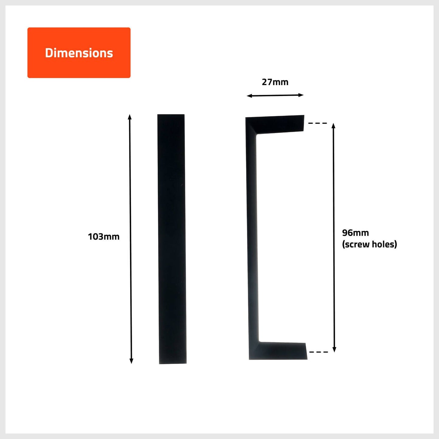 Taskmaster Cabinet Handles - 96mm - Matte Black - 10 Pack