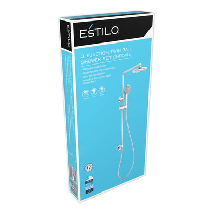 Estilo 3 Function Twin Rail Shower Set Chrome