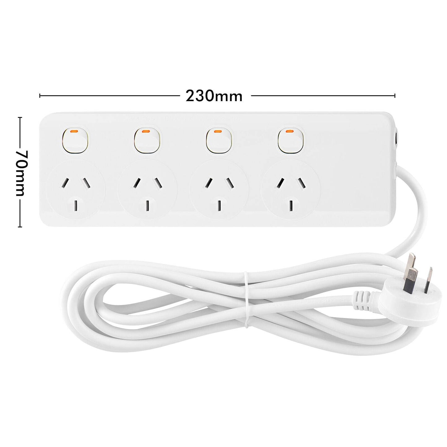Arlec Individually Switched Powerboard - 4 Outlet - 1.8m - White