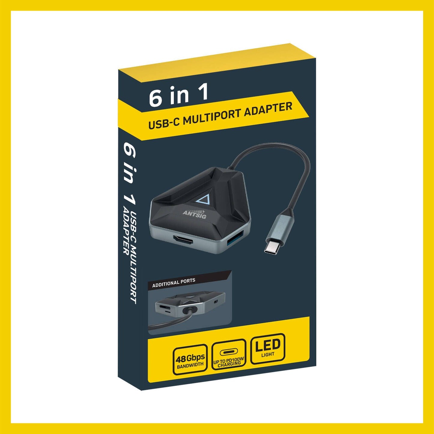Antsig 6 in 1 USB C Multiport Adapter