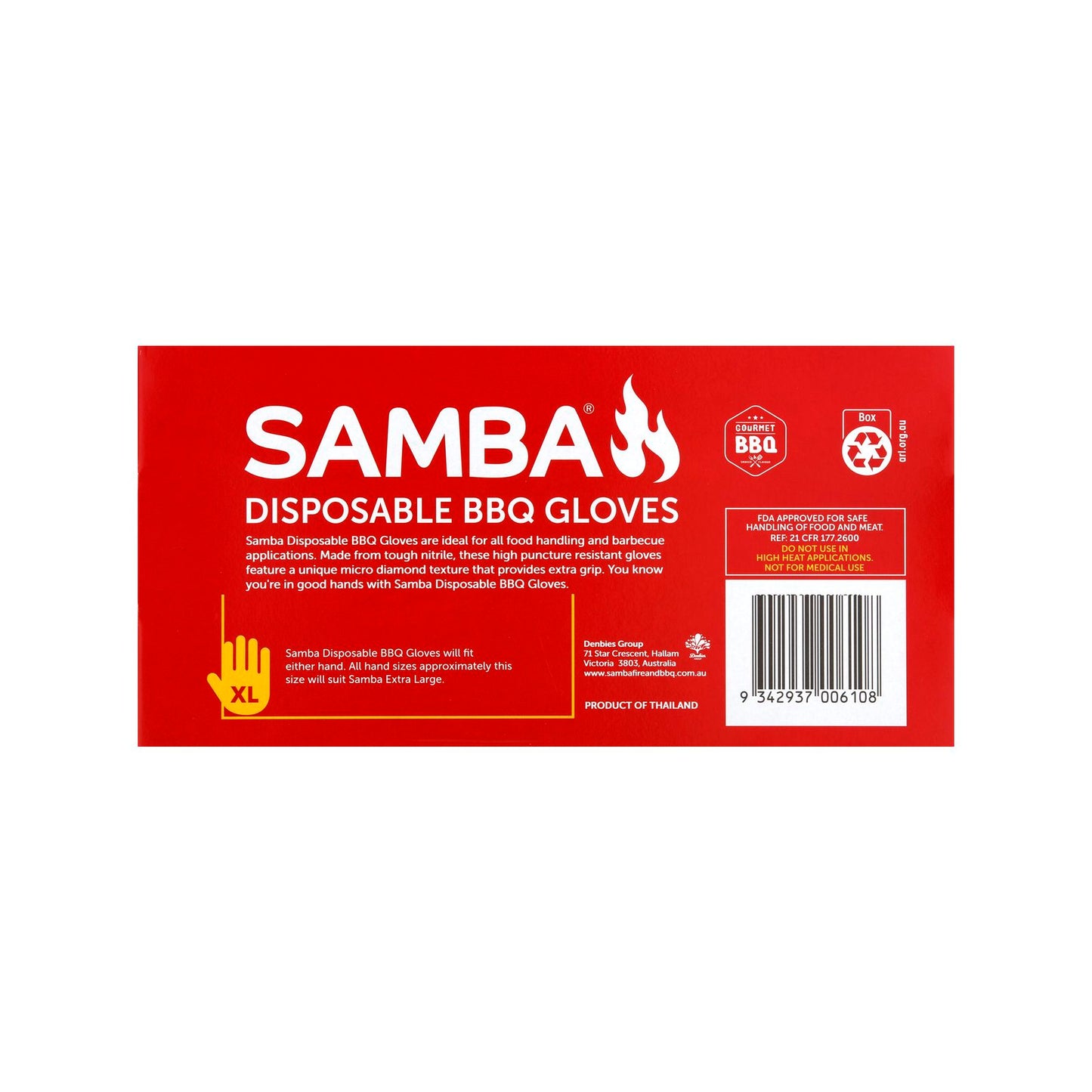 Samba Disposable BBQ Gloves - Extra Large - 50 Pack
