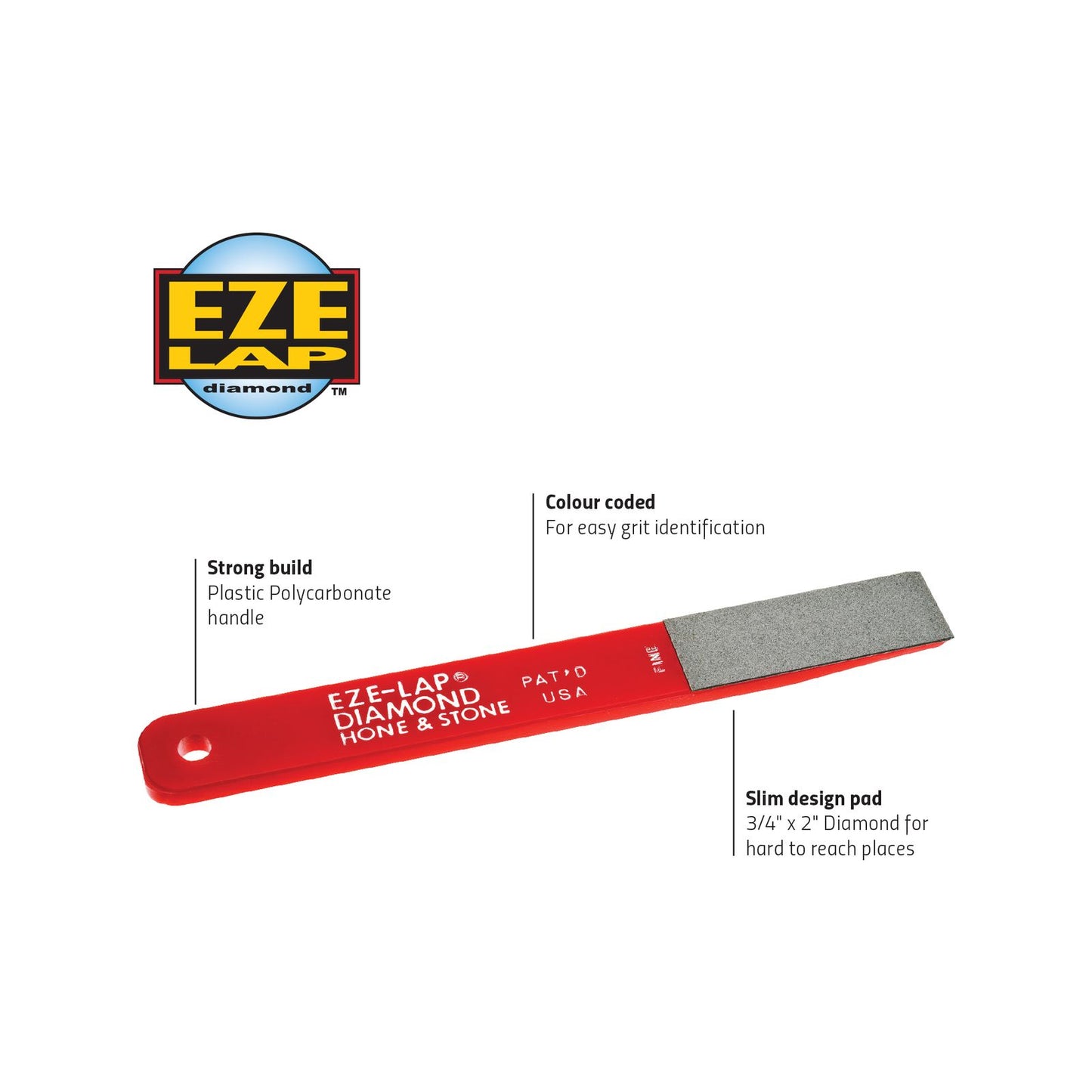 Eze Lap Diamond Medium Hone Sharpener - 400-Grit - 20 x 150mm