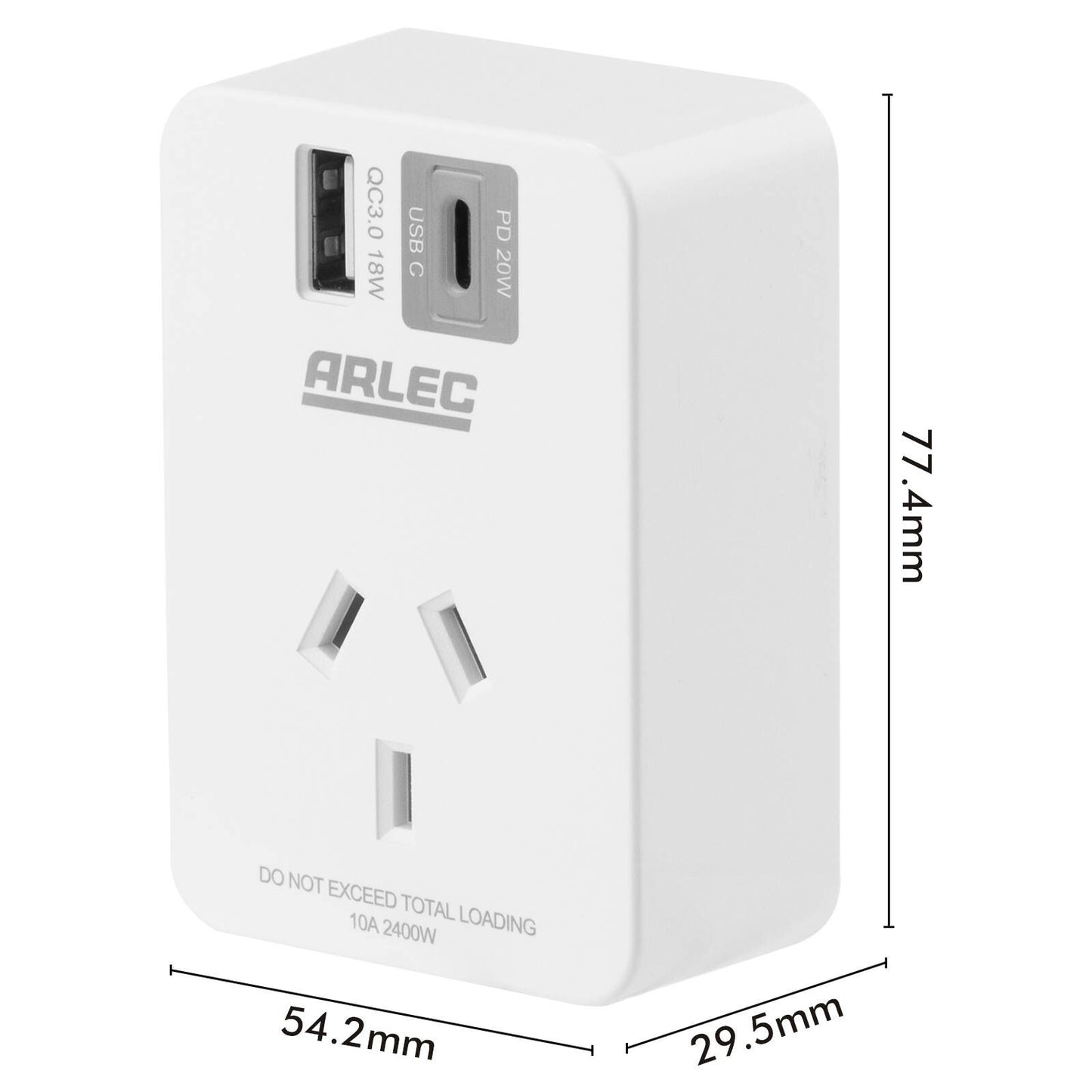 Arlec Power Adapter - 2 Port - PD20W - White