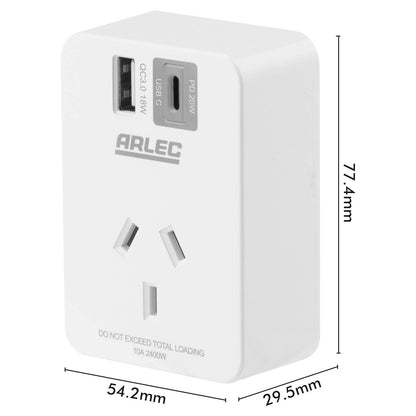Arlec Power Adapter - 2 Port - PD20W - White