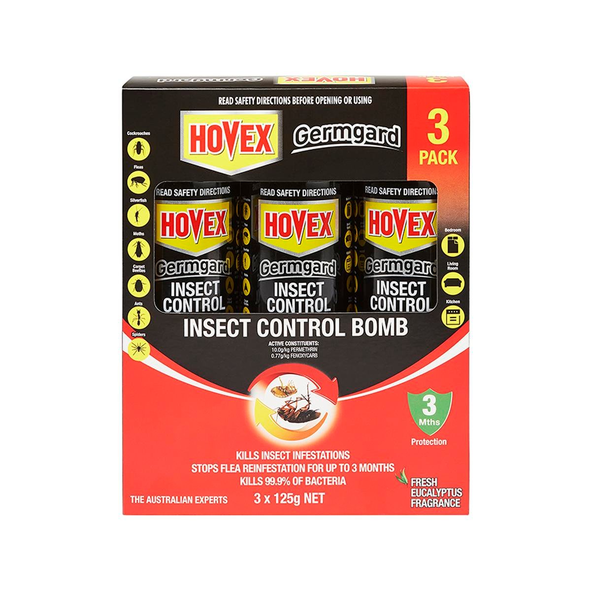 Hovex Germgard Insect Control Bomb 3 x 125g - 3 Pack