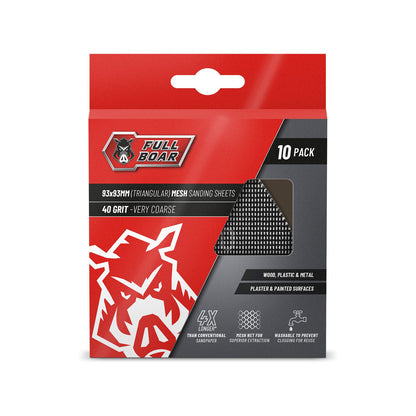 Full Boar Triangular Mesh Sanding Sheets - 92 x 93mm - 40g - 10 Pack