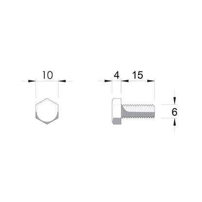 Zenith M6 Hot Dip Galvanised Hex Head Bolts and Nuts - 15mm - 25 Pack