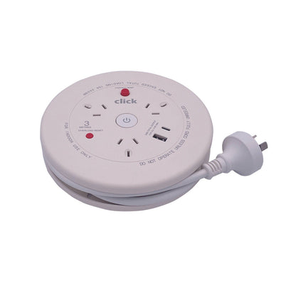 Click Cable Reel With USB Charger - 3m
