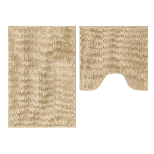 Barelli Latte Chenille Bath Mat Set 2 Piece