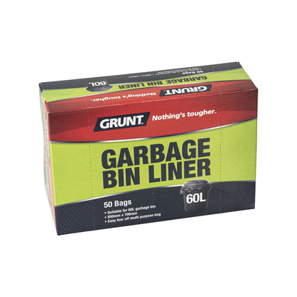 Grunt Rubbish Bags - 60L - 850 x 700mm - 50 Pack