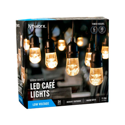 Lytworx 24 Warm White LED Café Lights - 11.5m String Lights