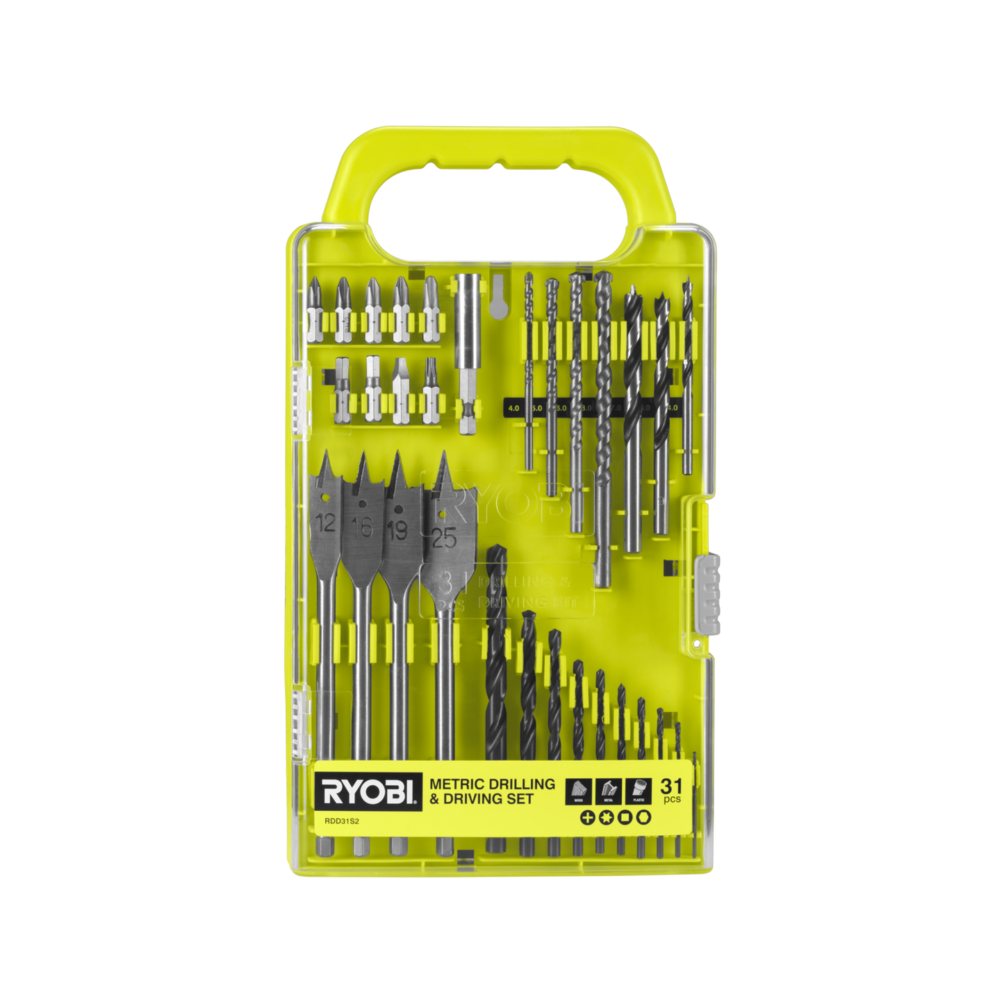 Ryobi Metric Drill and Drive Set - RDD31S2 - 159 x 35 x 279mm - 31 Piece